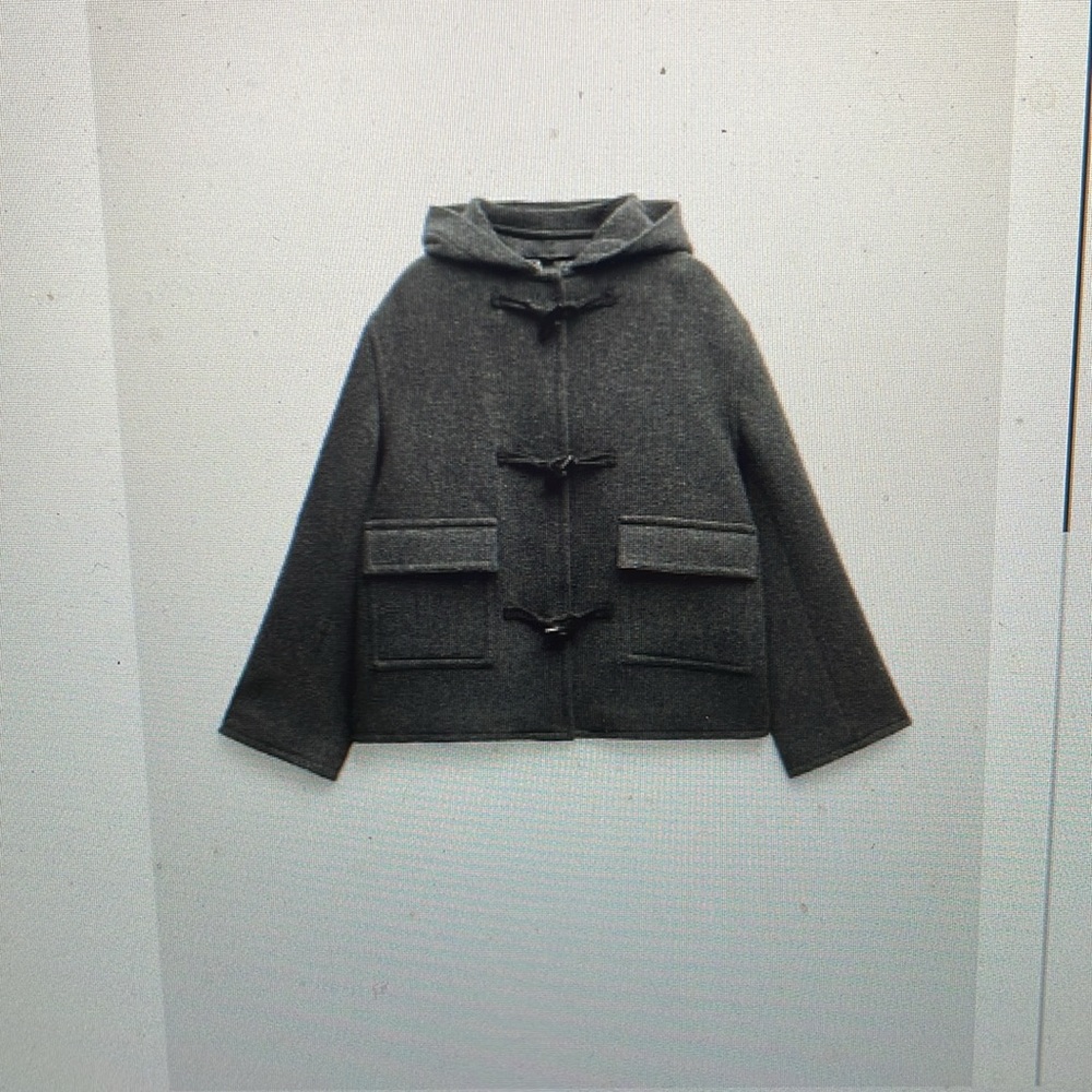 Zara wool bomber style cropped toggle coat